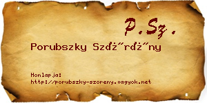 Porubszky Szörény névjegykártya